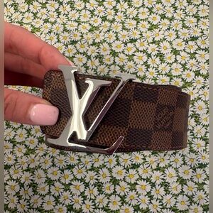Louis Vuitton Damier Ebene Belt with Silver Buckle